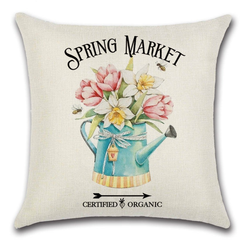 Watering Can Vintage Hello Spring Pillow Cover Set of 4