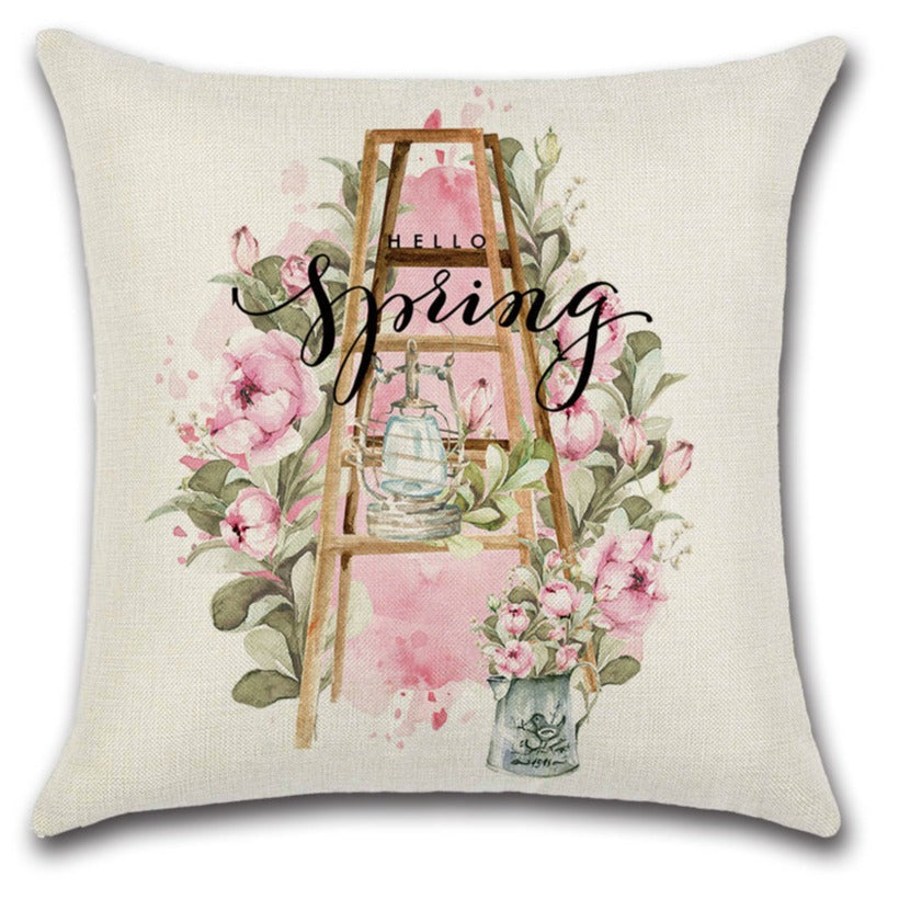 Ladder Pink Rose Flowers Spring Throw Pillow Covers Set of 4