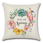 Flower Garland Vintage Hello Spring Pillow Cover Set of 4