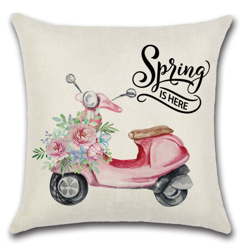 Pink Rose Flowers Spring Throw Pillow Covers Set of 4