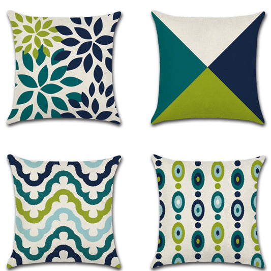 Mid Century Modern Green Geometric Throw Pillow Cover Set of 4