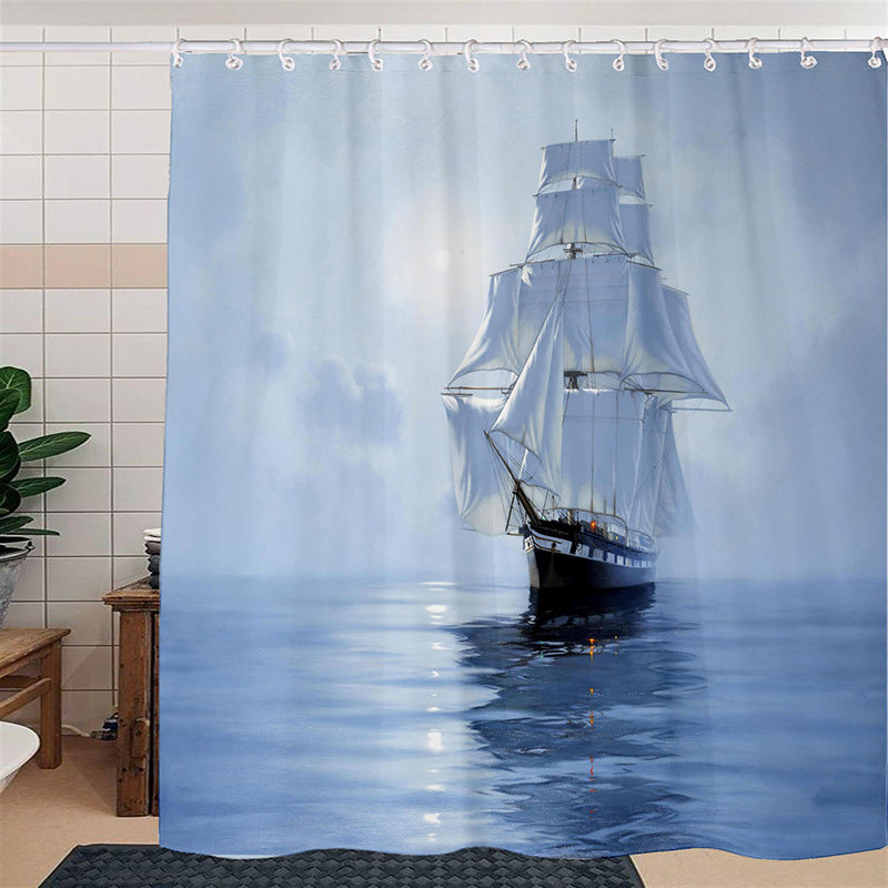 Sea Fog Medieval Sailing Ship Shower Curtain