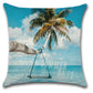 Palm Tree Hello Summer Beach Island Throw Pillow Cover Set of 4 - 18x18 Inch