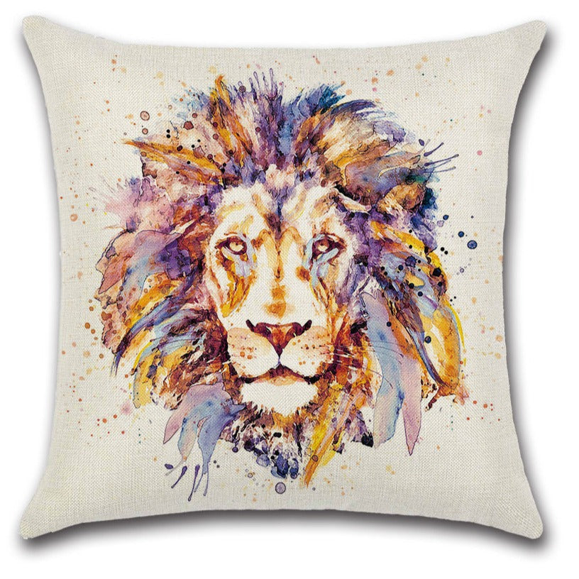Lion - Watercolor Animal Throw Pillow Cover Set of 4