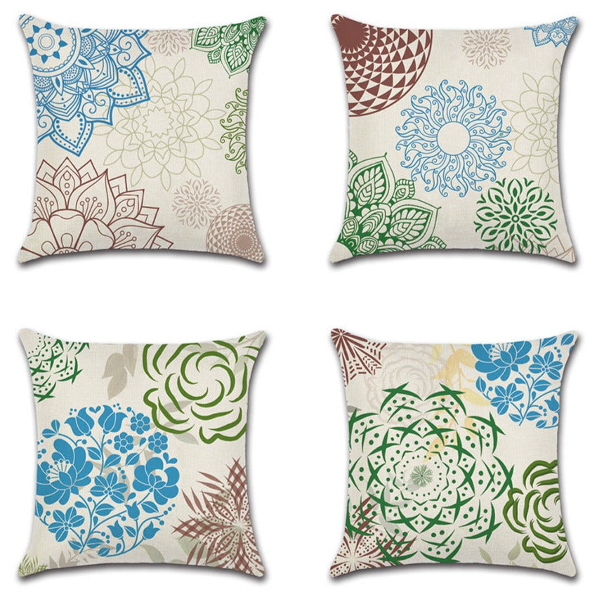Abstract Mandala Modern Throw Pillow Cover Set of 4 - 18x18 Inch