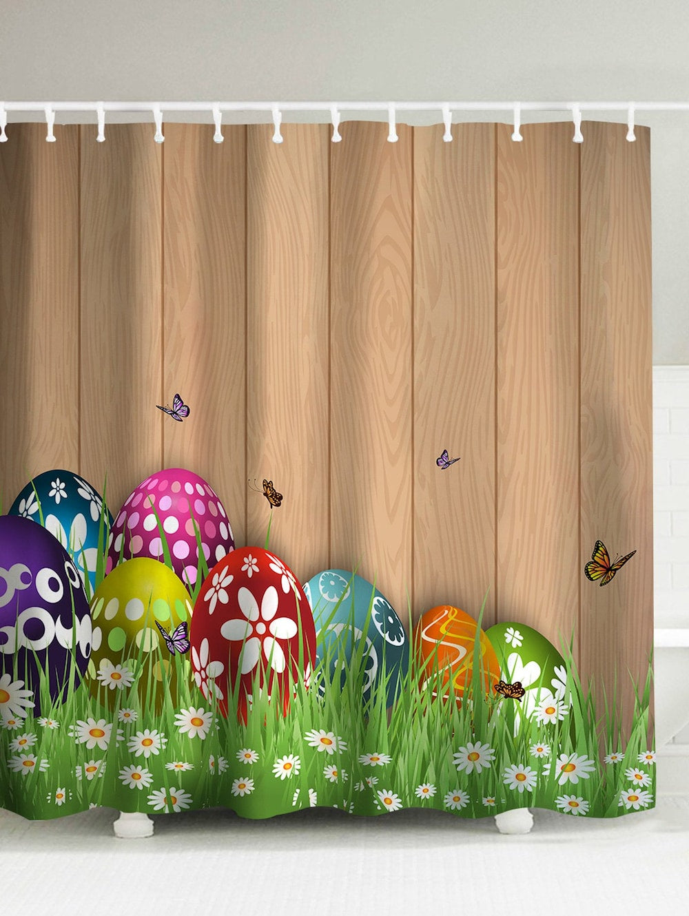 Happy Easter Colorful Eggs Shower Curtain | GoJeek