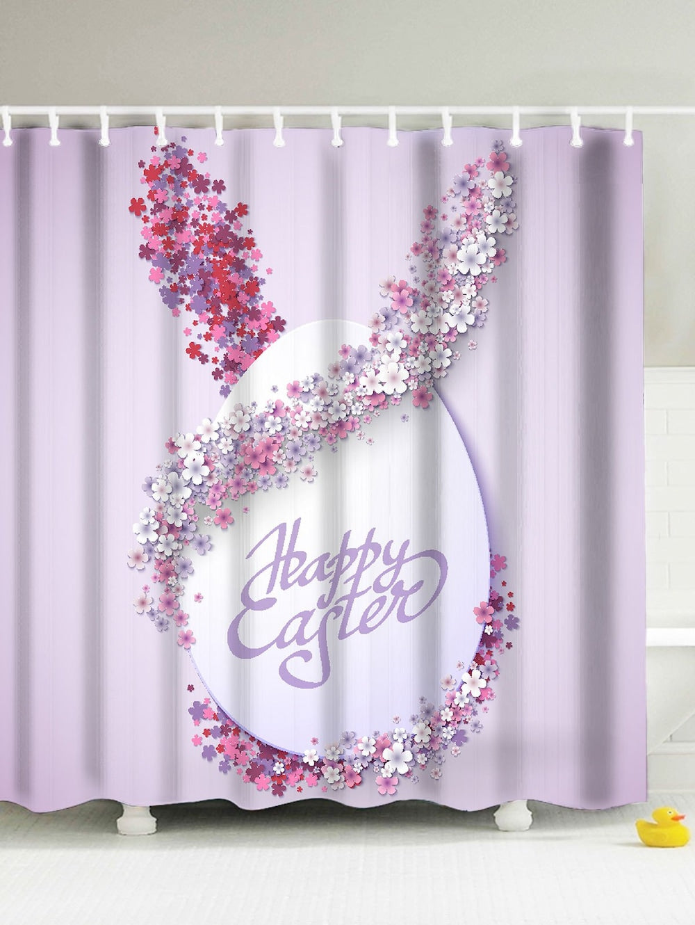 Easter Flora Rabbits Ears with Eggs Shower Curtain | GoJeek