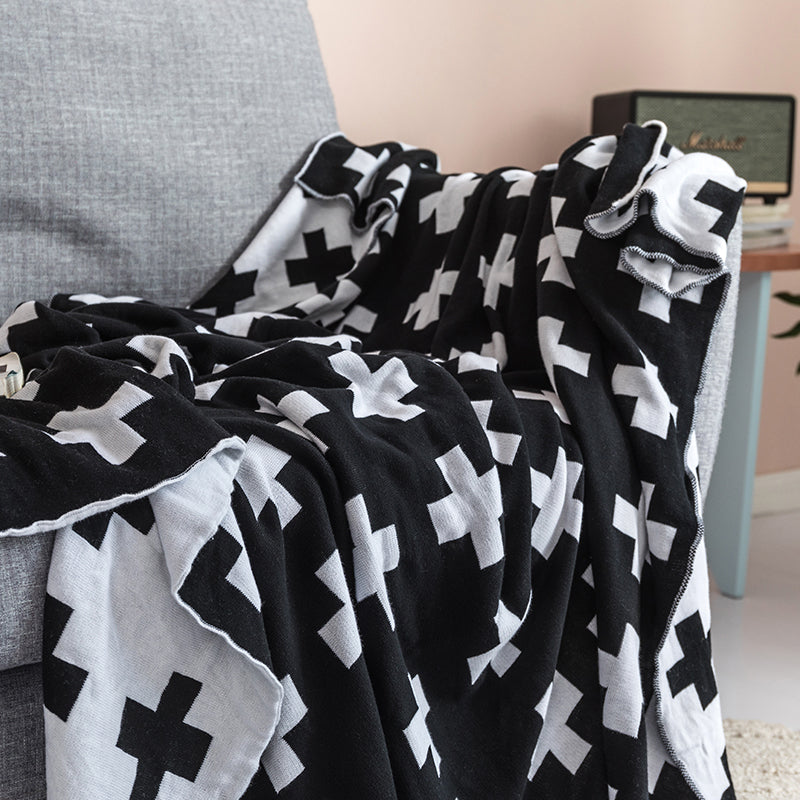 Black cotton throw discount blanket