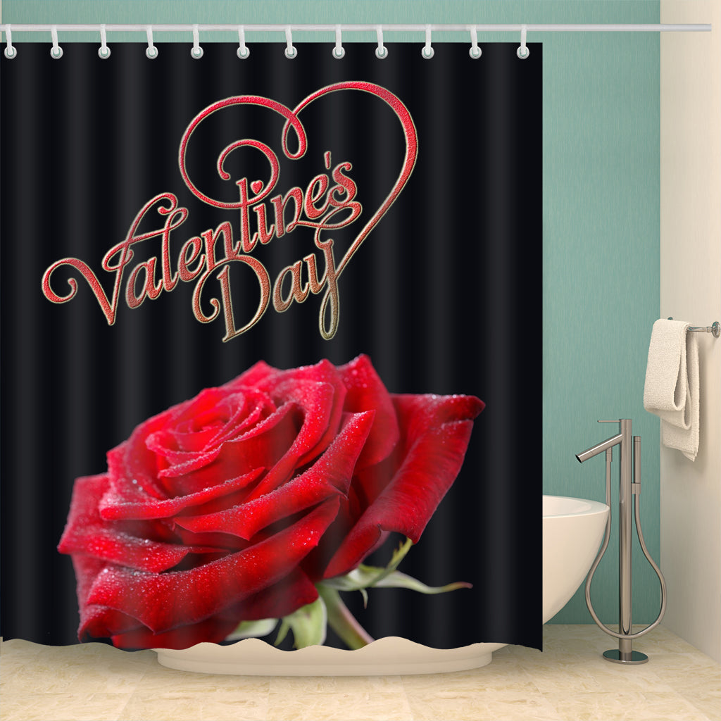 2019 Valentine Day with Fresh Rose Shower Curtain