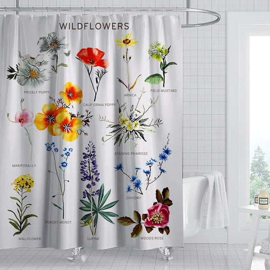 Colorful Floral Plant Wildflower Shower Curtain