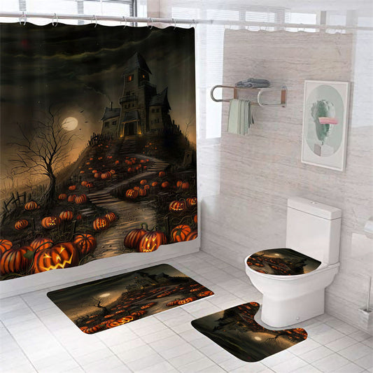 Halloween Haunted House Pumpkin Scary Shower Curtain