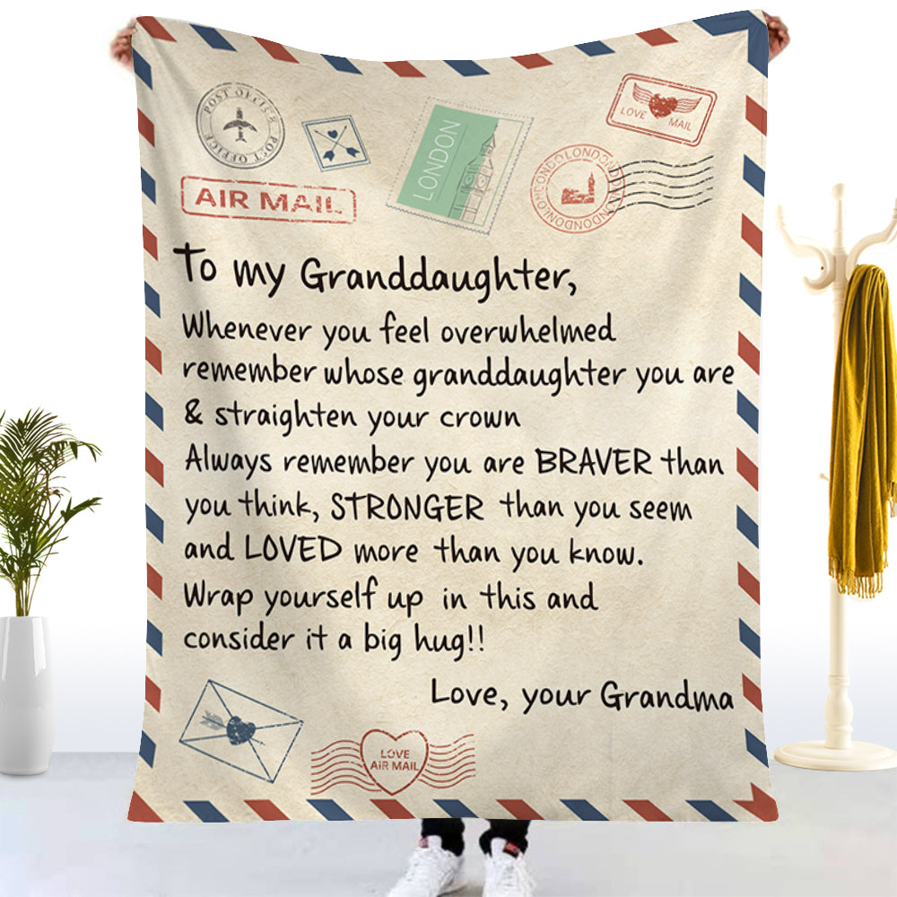Love Letter Printed to My Granddaughter from Grandparents Inspirational Caring Gift Throw Blanket