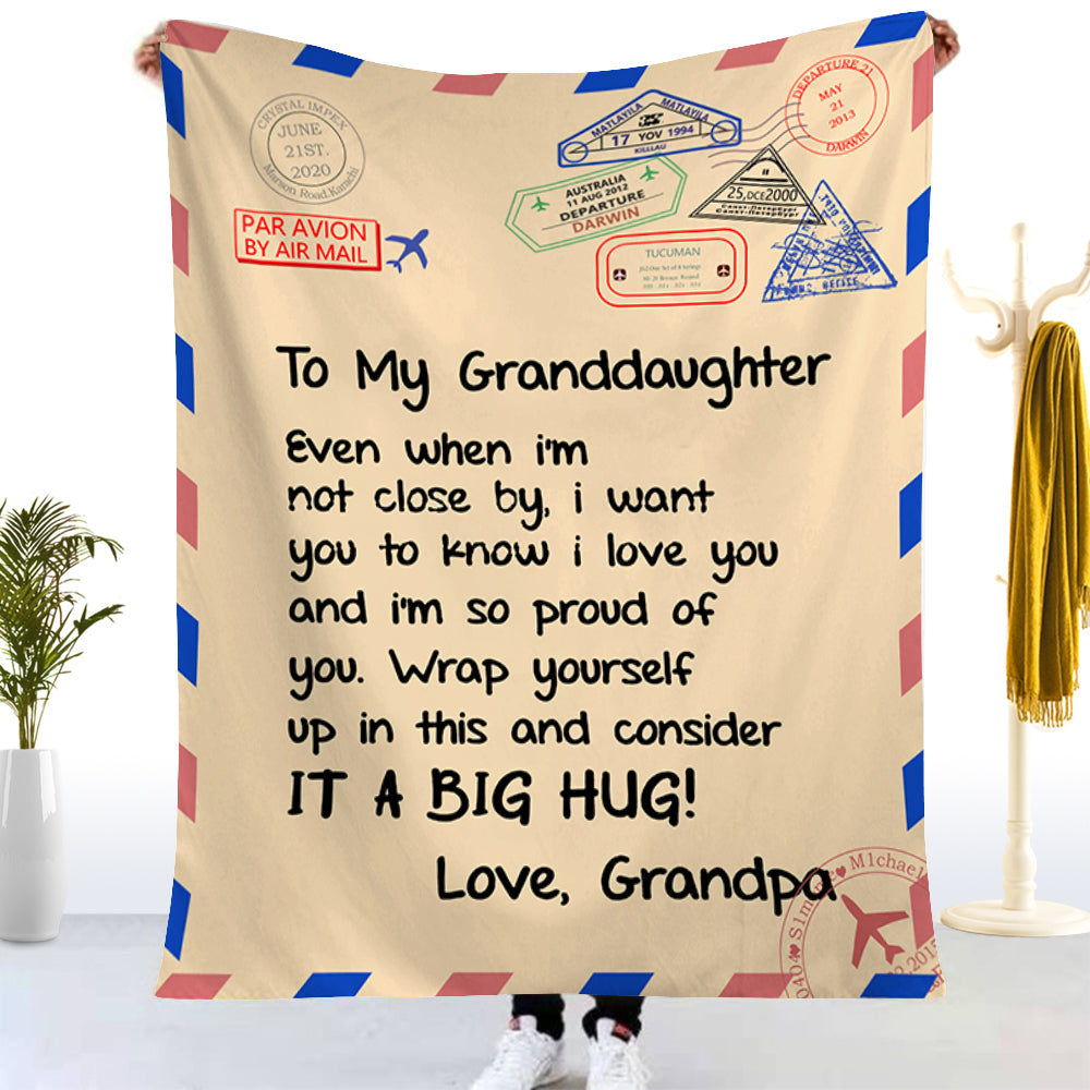 Love Letter Printed to My Granddaughter from Grandparents Inspirational Caring Gift Throw Blanket