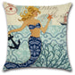 Vintage Mermaid Throw Pillow Covers Sef of 4 - 18x18 Inch