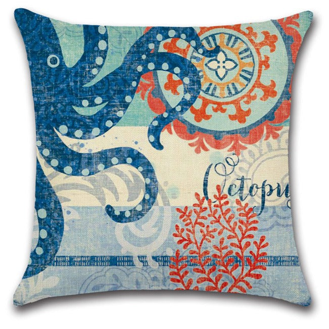 Octopus Vintage Ocean Creatures Throw Pillow Cover Set of 4