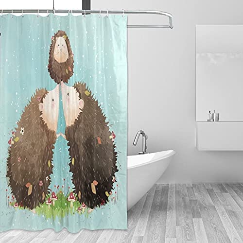 Cute Animal Drawing Hedgehog Family Shower Curtain