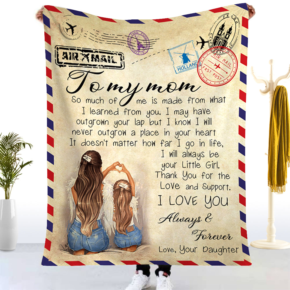 Love Letter Daughter to Mom Quilts Personalized Printing Mother's Day Gift Flannel Throw Blanket