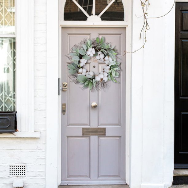 Winter Christmas Faux Cotton Wreath