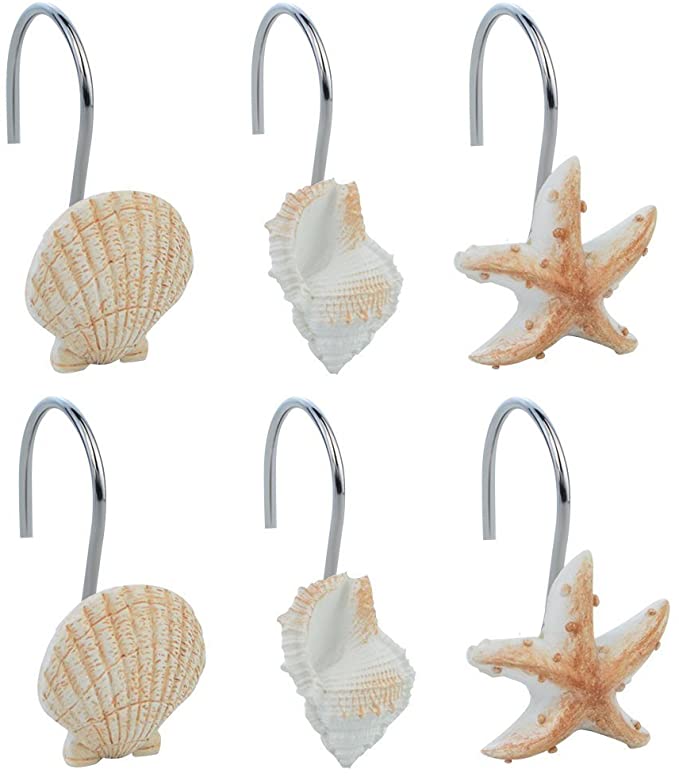 Ocean Decorative Seashell Shower Curtain Hooks
