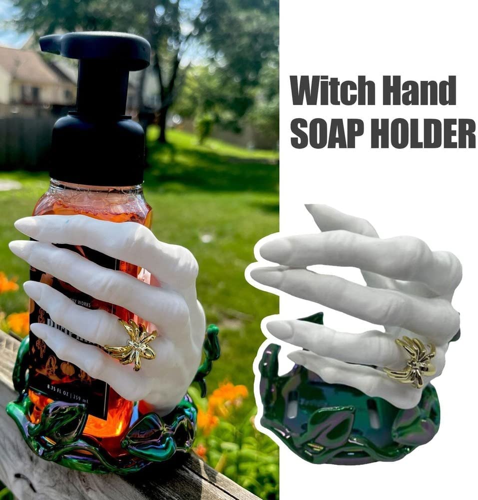 Gothic Halloween Witch Hand Soap Dispenser Holder