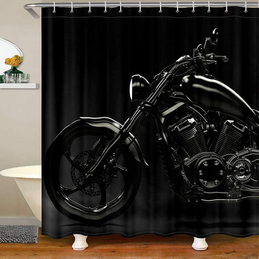 Black Motorcycle Shower Curtain
