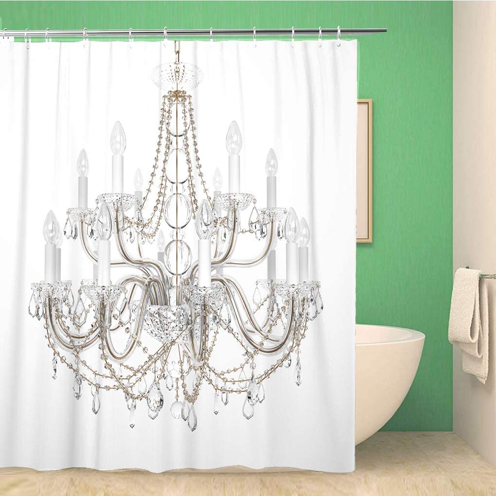 Crystal Chandelier with White Lamp Chandelier Shower Curtain