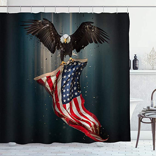 Eagle with American Flag Shower Curtain