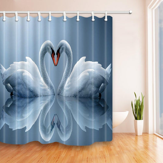 Blue Lake Couple Swan Shower Curtain