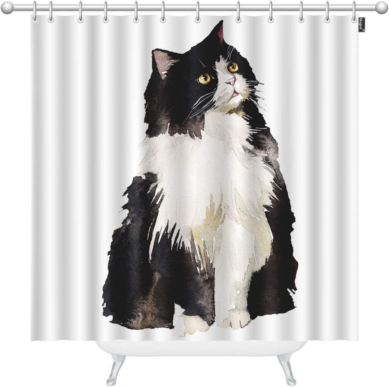 Black White Tuxedo Cat Shower Curtain