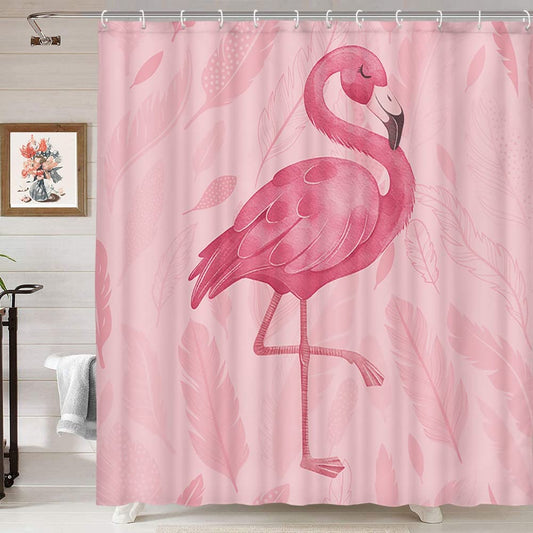 Pink Bird Feather Backdrops Girly Elegant Flamingo Shower Curtain