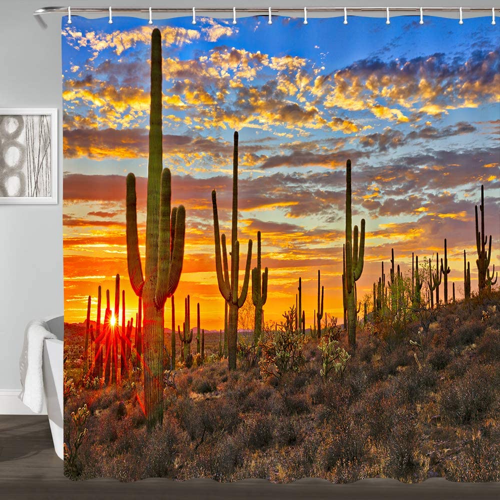 Beautiful Saguaro Cactus Western Scene Sunset in Sonoran Desert Shower Curtain
