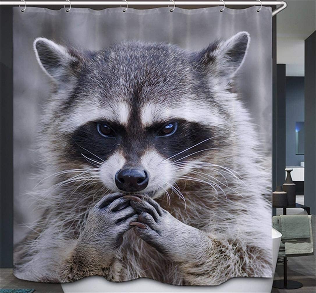 Cute Raccoon Eating Shower Curtain