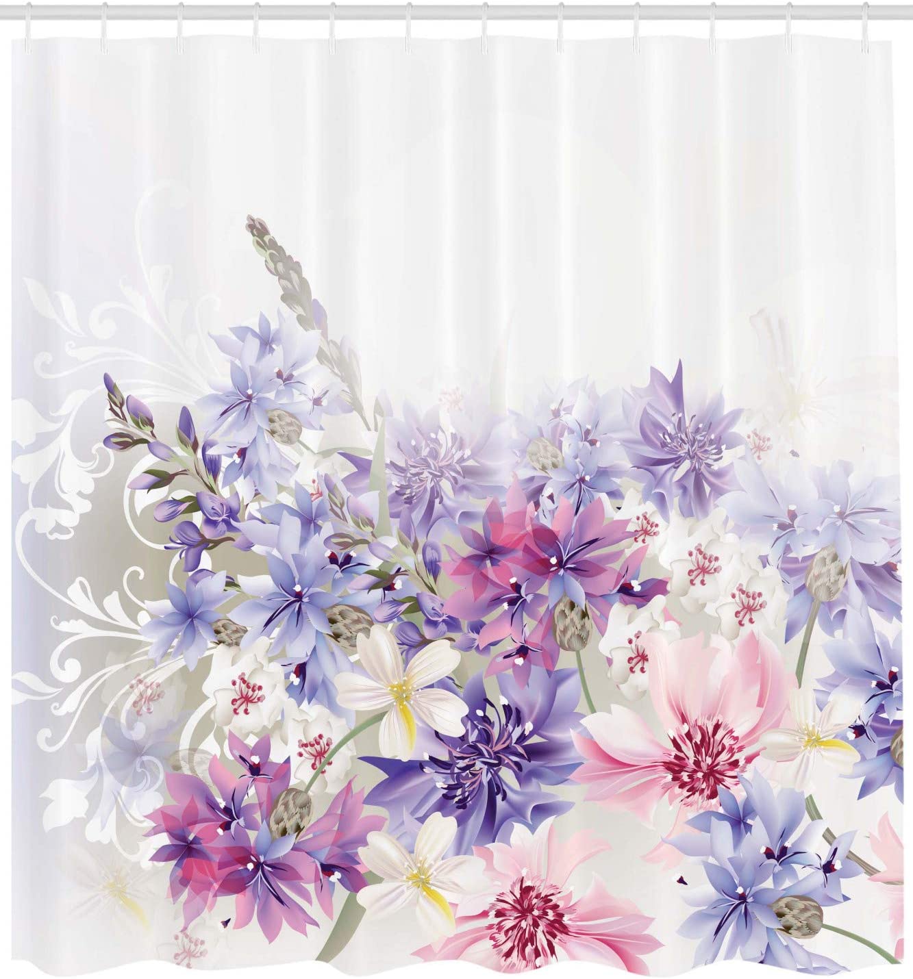 Pink Blue Purple Pastel Cornflower Shower Curtain