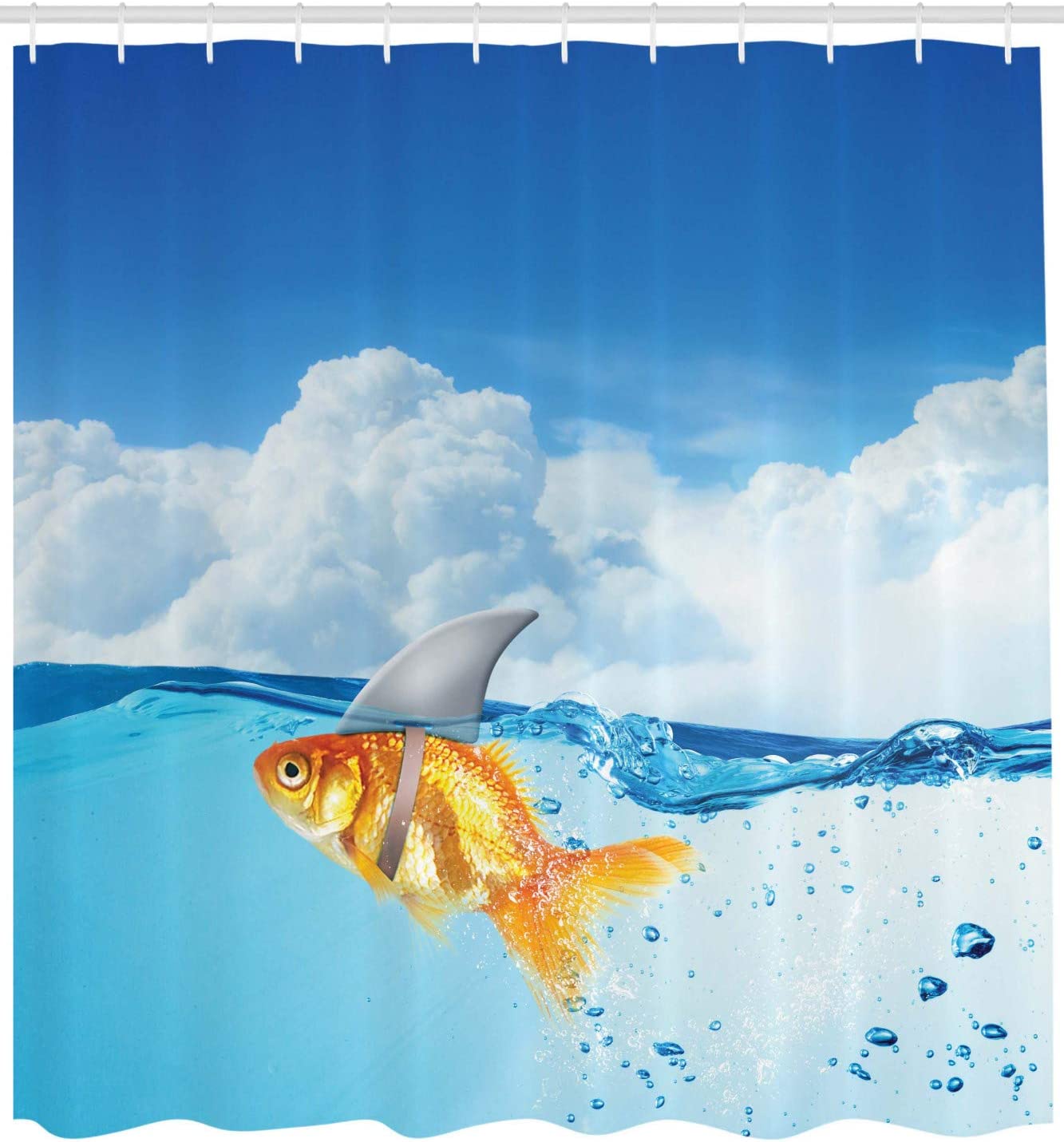 Goldfish with Shark Fin on Top Shower Curtain