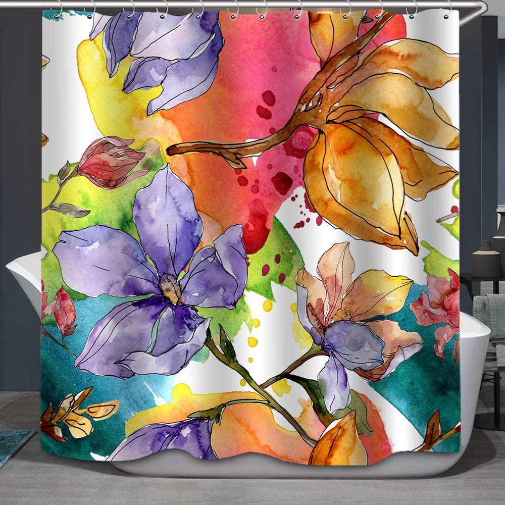 Colorful Floral Camelia Shower Curtain