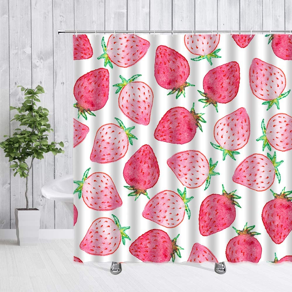 Cute Tasty Pink Strawberry Shower Curtain