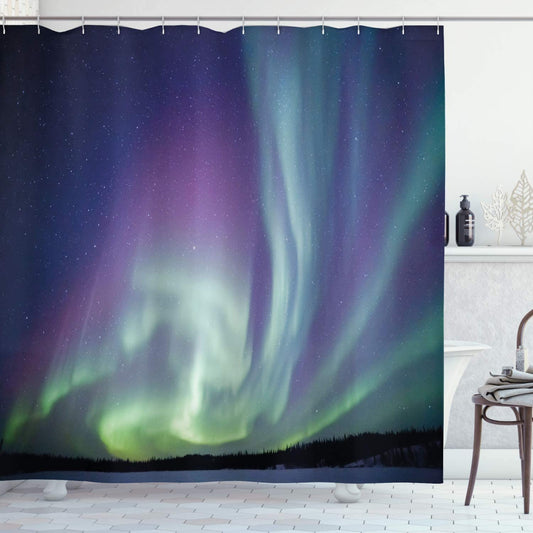 Claming Night Aurora Borealis Shower Curtain