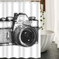 Black White Sketch Camera Shower Curtain