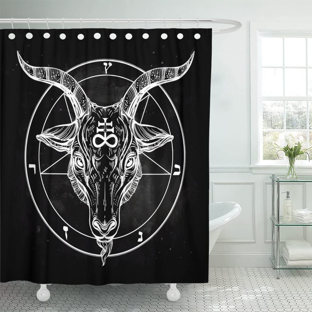 Gothic Black Baphomet Shower Curtain