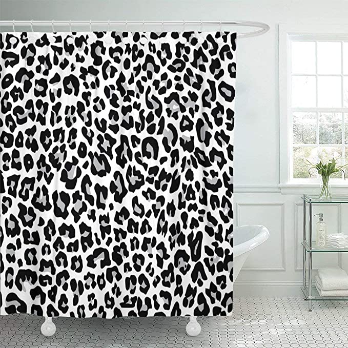 Grey Cheetah Snow Leopard Print Shower Curtain