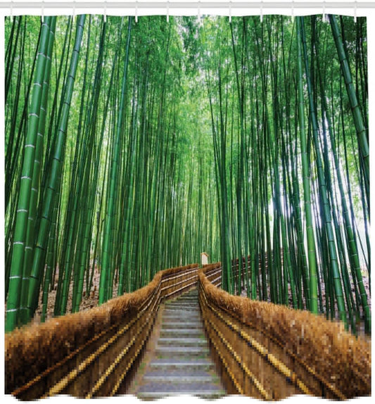 Bridge Over Tree Landscape Bamboo Forest Shower Curtain