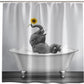 Happy Bathing Time Sunflower with Little Elephant Shower Curtain