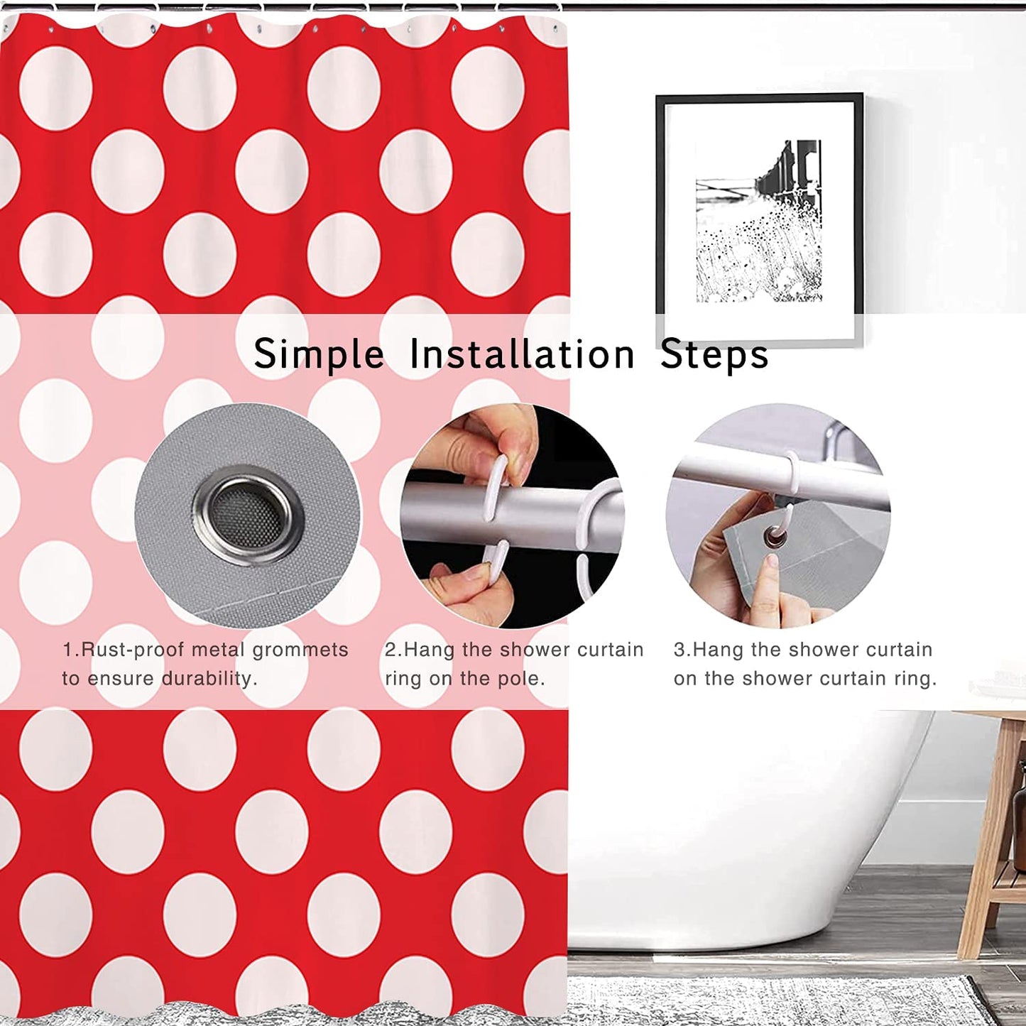 Red with White Polka Dots Shower Curtain