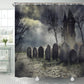 Halloween Haunted House Graveyard Shower Curtain