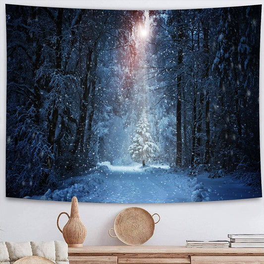 Winter Forest White Chirstmas Tree Tapestry