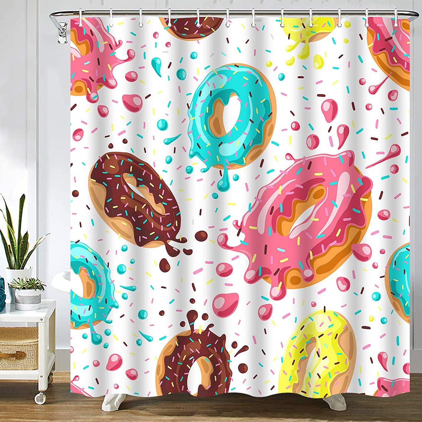 Splashes of Colorful Donut Shower Curtain