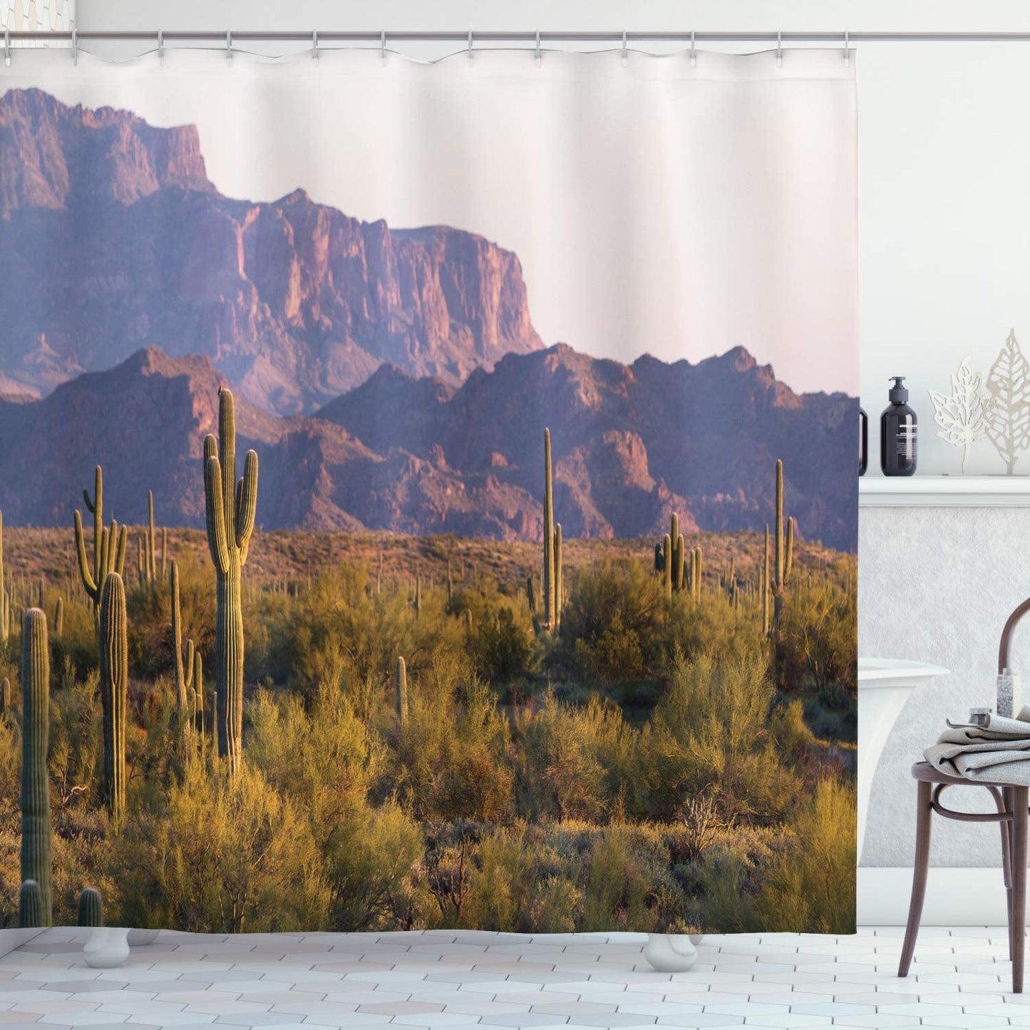 Cactus with Mountain Arizona Desert Scene Shower Curtain