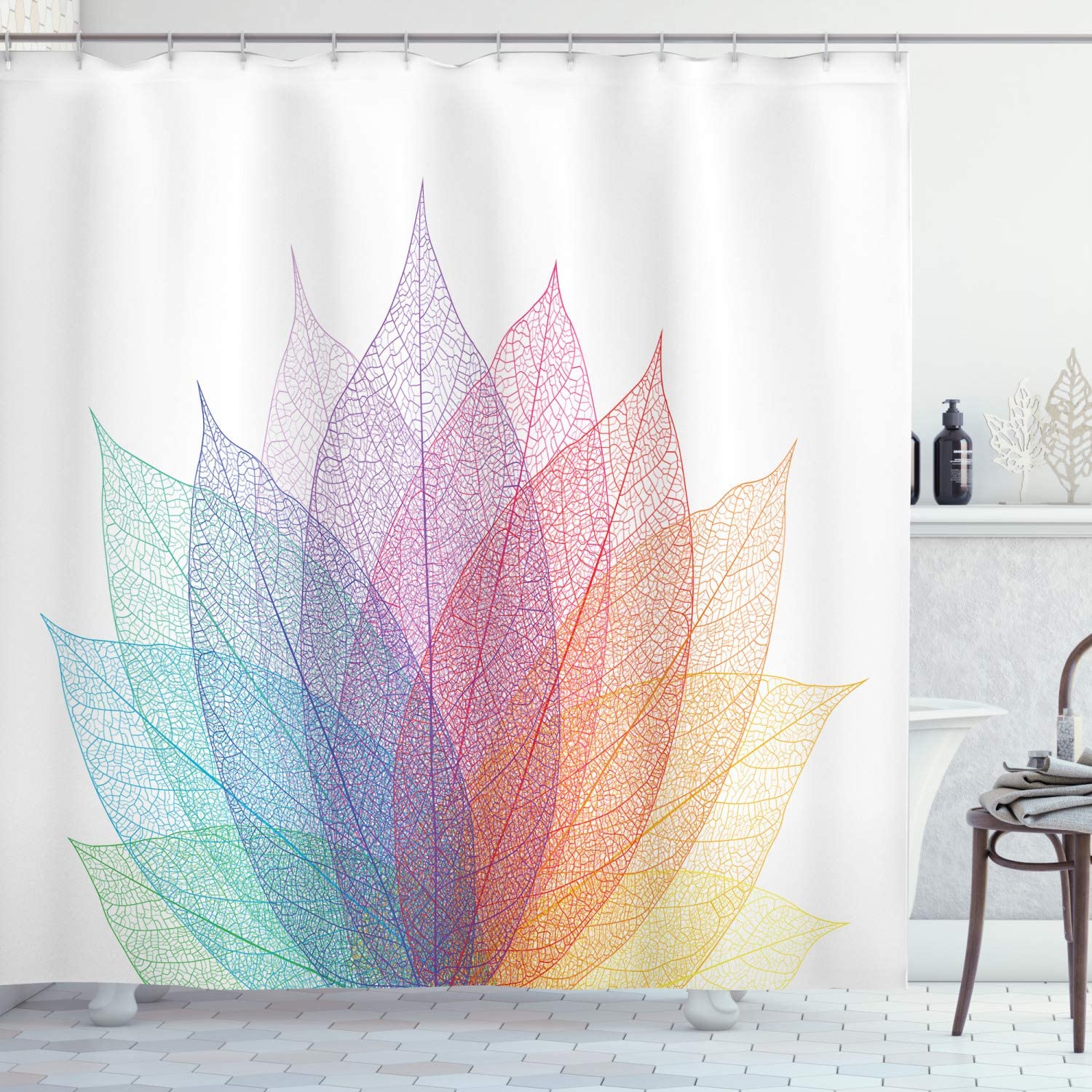 Beautiful Colors Macro Leaf Abstract Shower Curtain