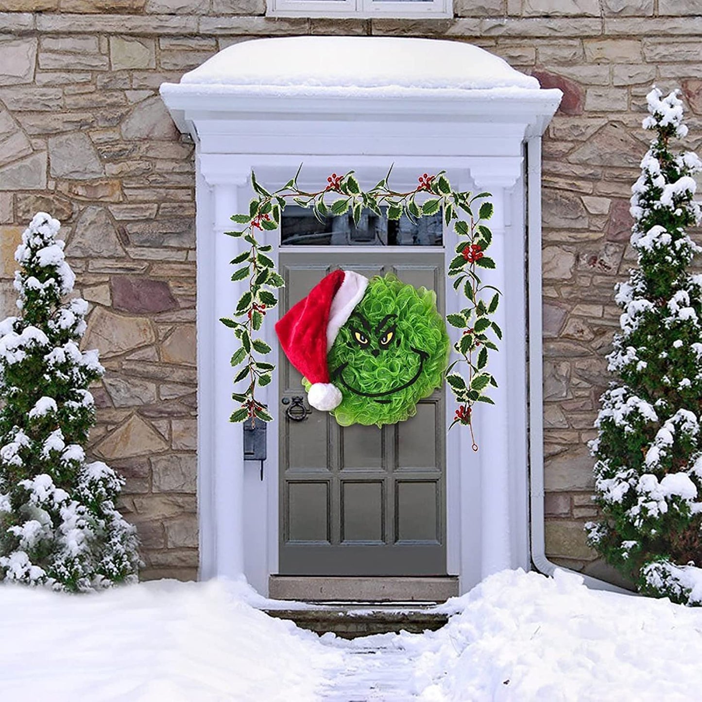 Grinch Christmas Mesh Door Wreath