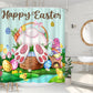 Cartoon Spring Garden River Chick with Basket of Bunny Barn Door Holiday Farmhouse Easter Shower Curtain